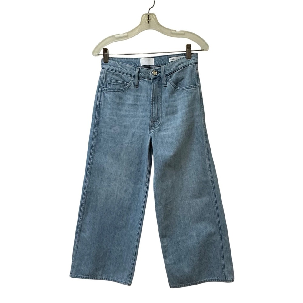 FRAME Le Italien Wide Crop Jeans Turin Light Blue High Rise Made in Italy 25
